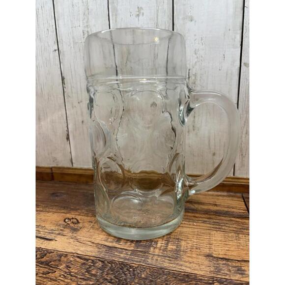 PAULANER MUNCHEN  1 Liter Dimpled German Munich Beer Stein Glass Mug Oktoberfest - Picture 2 of 4